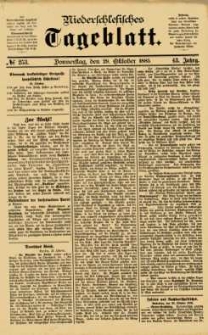 Niederschlesisches Tageblatt, no 253 (Donnerstag, den 29. Oktober 1885)