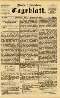 Niederschlesisches Tageblatt, no 258 (Mittwoch, den 4. November 1885)