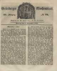 Gr&uuml;nberger Wochenblatt, No. 71. (3. September 1849).