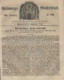 Gr&uuml;nberger Wochenblatt, No. 75. (17. September 1849).