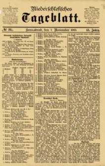 Niederschlesisches Tageblatt, no 261 (Sonnabend, den 7. November 1885)