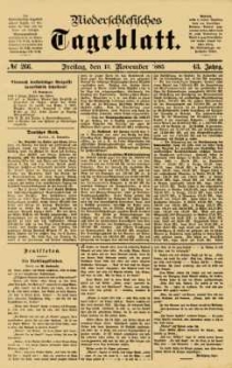 Niederschlesisches Tageblatt, no 266 (Freitag, den 13. November 1885)