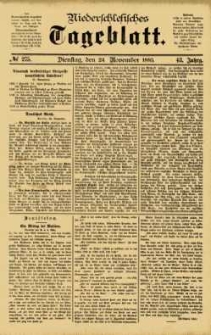 Niederschlesisches Tageblatt, no 275 (Dienstag, den 24. November 1885)