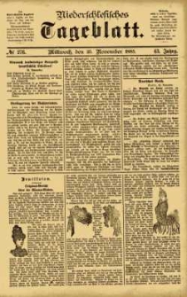 Niederschlesisches Tageblatt, no 276 (Mittwoch, den 25. November 1885)
