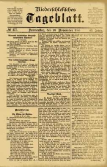 Niederschlesisches Tageblatt, no 277 (Donnerstag, den 26. November 1885)