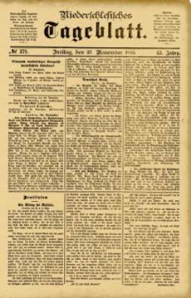 Niederschlesisches Tageblatt, no 278 (Freitag, den 27. November 1885)