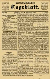 Niederschlesisches Tageblatt, no 281 (Dienstag, den 1. Dezember 1885)