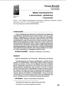 Między indywidualizmem a zbiorowością - globalizacja a tożsamość
