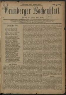 Grünberger Wochenblatt: Zeitung für Stadt und Land, No. 1. (1. Januar 1884)