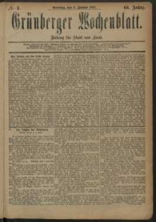 Grünberger Wochenblatt: Zeitung für Stadt und Land, No. 3. (6. Januar 1884)