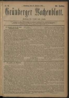 Grünberger Wochenblatt: Zeitung für Stadt und Land, No. 6. (13. Januar 1884)
