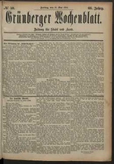 Grünberger Wochenblatt: Zeitung für Stadt und Land, No. 59. (16. Mai 1884)