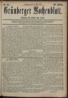 Grünberger Wochenblatt: Zeitung für Stadt und Land, No. 60. (18. Mai 1884)