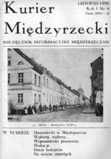 Kurier Międzyrzecki. Miesięcznik Informacyjny Międzyrzeczan, nr 9 (listopad 1991 r.)