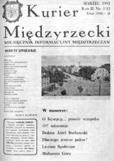 Kurier Międzyrzecki. Miesięcznik Informacyjny Międzyrzeczan, nr 3 (marzec 1992 r.)