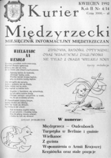 Kurier Międzyrzecki. Miesięcznik Informacyjny Międzyrzeczan, nr 4 (kwiecień 1992 r.)