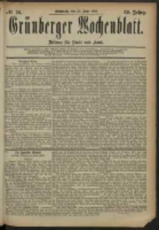 Grünberger Wochenblatt: Zeitung für Stadt und Land, No. 76. (25. Juni 1884)