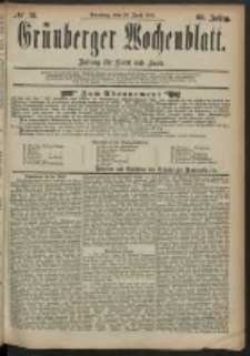Gr&uuml;nberger Wochenblatt: Zeitung f&uuml;r Stadt und Land, No. 78. (29. Juni 1884)