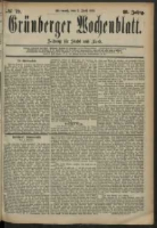 Gr&uuml;nberger Wochenblatt: Zeitung f&uuml;r Stadt und Land, No. 79. (2. Juli 1884)