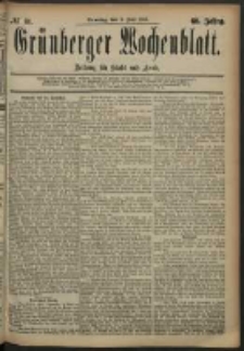 Grünberger Wochenblatt: Zeitung für Stadt und Land, No. 81. (6. Juli 1884)