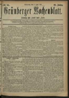 Grünberger Wochenblatt: Zeitung für Stadt und Land, No. 82. (9. Juli 1884)
