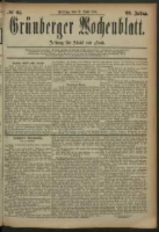 Grünberger Wochenblatt: Zeitung für Stadt und Land, No. 83. (11. Juli 1884)