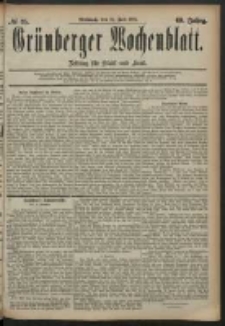 Gr&uuml;nberger Wochenblatt: Zeitung f&uuml;r Stadt und Land, No. 85. (16. Juli 1884)