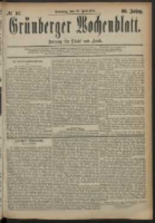 Grünberger Wochenblatt: Zeitung für Stadt und Land, No. 87. (20. Juli 1884)