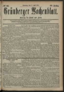 Grünberger Wochenblatt: Zeitung für Stadt und Land, No. 90. (27. Juli 1884)