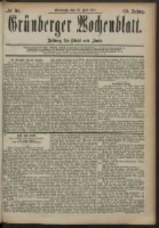 Grünberger Wochenblatt: Zeitung für Stadt und Land, No. 91. (30. Juli 1884)