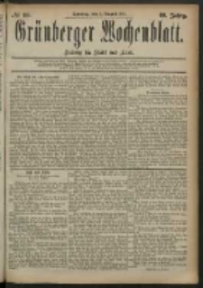 Gr&uuml;nberger Wochenblatt: Zeitung f&uuml;r Stadt und Land, No. 93. (3. August 1884)