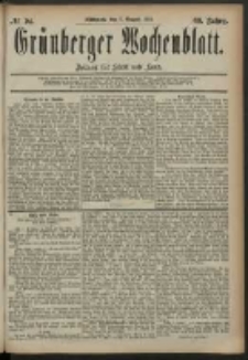 Grünberger Wochenblatt: Zeitung für Stadt und Land, No. 94. (6. August 1884)