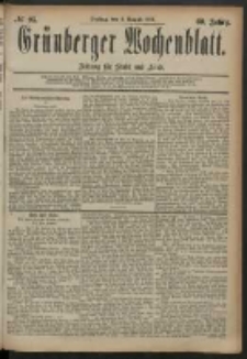 Grünberger Wochenblatt: Zeitung für Stadt und Land, No. 95. (8. August 1884)