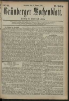 Grünberger Wochenblatt: Zeitung für Stadt und Land, No. 96. (10. August 1884)