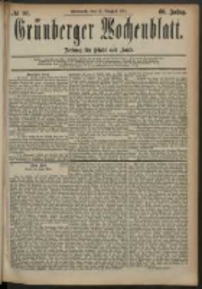 Grünberger Wochenblatt: Zeitung für Stadt und Land, No. 97. (13. August 1884)