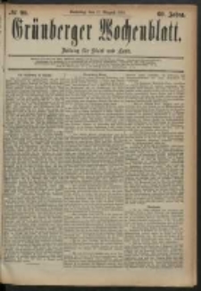 Grünberger Wochenblatt: Zeitung für Stadt und Land, No. 99. (17. August 1884)