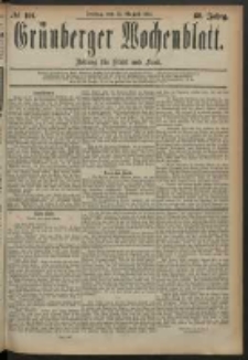 Grünberger Wochenblatt: Zeitung für Stadt und Land, No. 101. (22. August 1884)