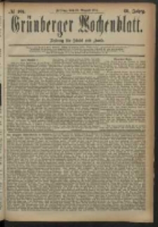 Grünberger Wochenblatt: Zeitung für Stadt und Land, No. 104. (29. August 1884)