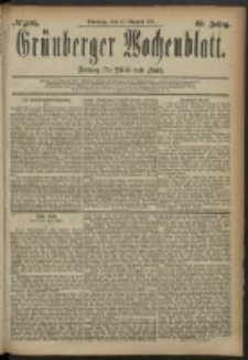 Grünberger Wochenblatt: Zeitung für Stadt und Land, No. 105. (31. August 1884)