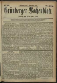 Grünberger Wochenblatt: Zeitung für Stadt und Land, No. 106. (3. September 1884)