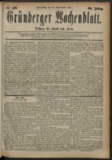 Grünberger Wochenblatt: Zeitung für Stadt und Land, No. 109. (10. September 1884)