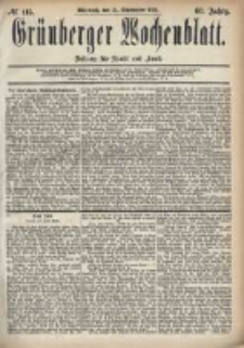 Gr&uuml;nberger Wochenblatt: Zeitung f&uuml;r Stadt und Land, No. 115. (24. September 1884)