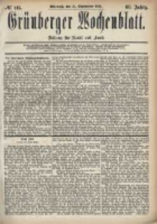 Grünberger Wochenblatt: Zeitung für Stadt und Land, No. 115. (24. September 1884)