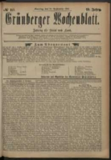 Grünberger Wochenblatt: Zeitung für Stadt und Land, No. 117. (28. September 1884)