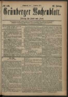 Grünberger Wochenblatt: Zeitung für Stadt und Land, No. 118. (1. October 1884)