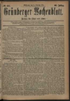 Grünberger Wochenblatt: Zeitung für Stadt und Land, No. 124. (15. October 1884)