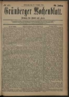 Gr&uuml;nberger Wochenblatt: Zeitung f&uuml;r Stadt und Land, No. 127. (22. October 1884)