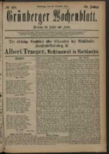 Grünberger Wochenblatt: Zeitung für Stadt und Land, No. 129. (26. October 1884)