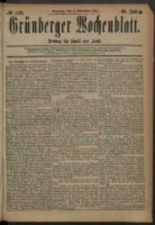 Gr&uuml;nberger Wochenblatt: Zeitung f&uuml;r Stadt und Land, No. 132. (2. November 1884)