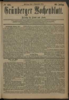 Gr&uuml;nberger Wochenblatt: Zeitung f&uuml;r Stadt und Land, No. 134. (7. November 1884)